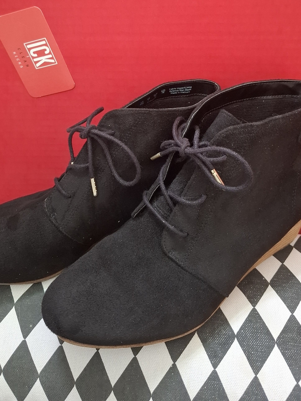 Dr. Scholl's Black Suede Lace-Up Wedge Ankle Booties